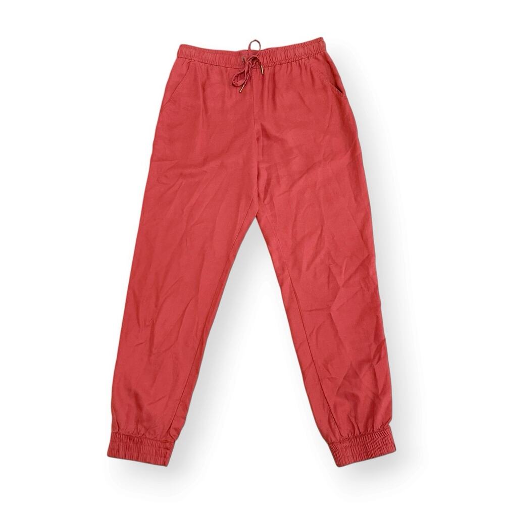Garnet Hill Womens Tencel Linen Jogger Pants XS Terracotta Orange Elastic Waist
